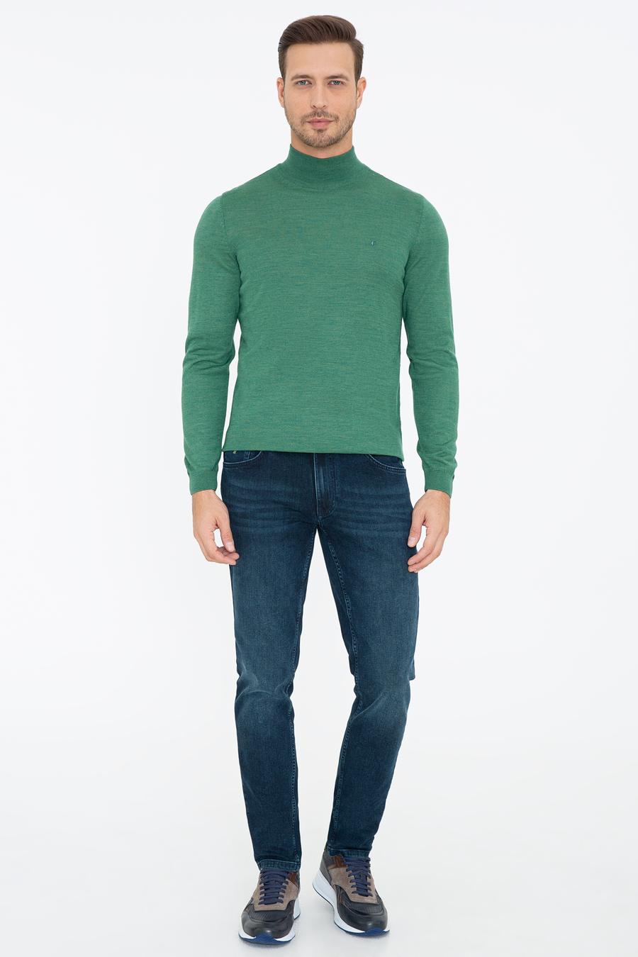 Açık Yeşil Slim Fit Yarım Balıkçı Basic Triko Kazak - 50237040250