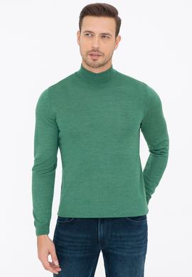 Açık Yeşil Slim Fit Yarım Balıkçı Basic Triko Kazak