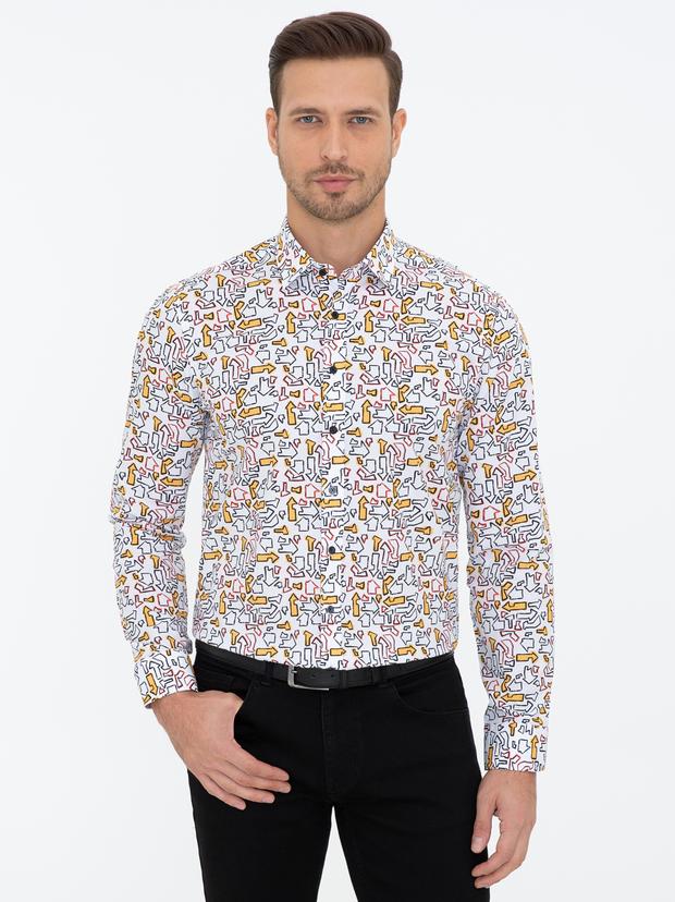 Beyaz Slim Fit Uzun Kollu Gömlek