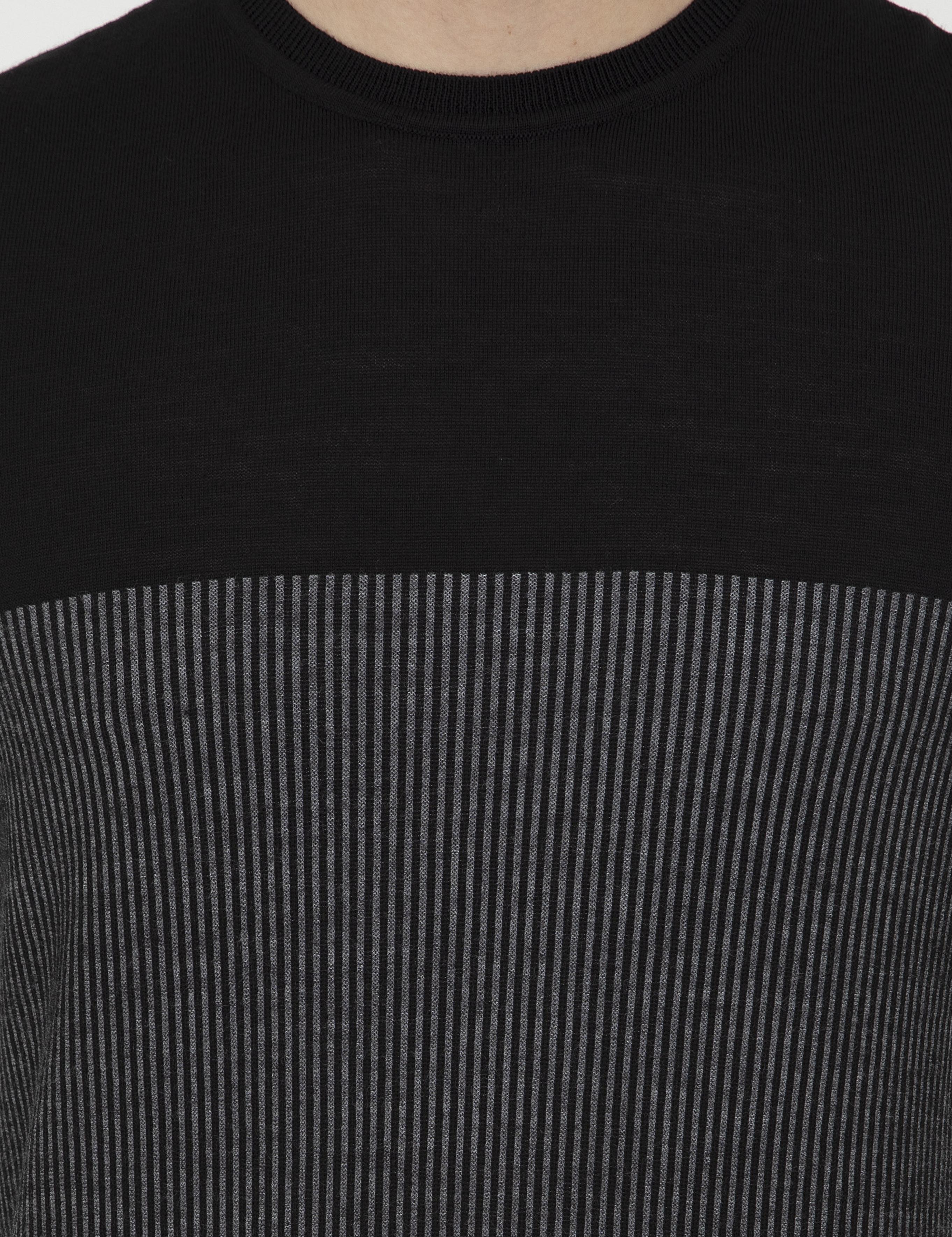 Siyah Slim Fit Bisiklet Yaka Triko Kazak - 50239443003