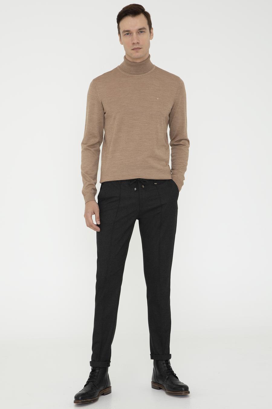 Camel Slim Fit Balıkçı Yaka Basic Triko Kazak - 50237052073