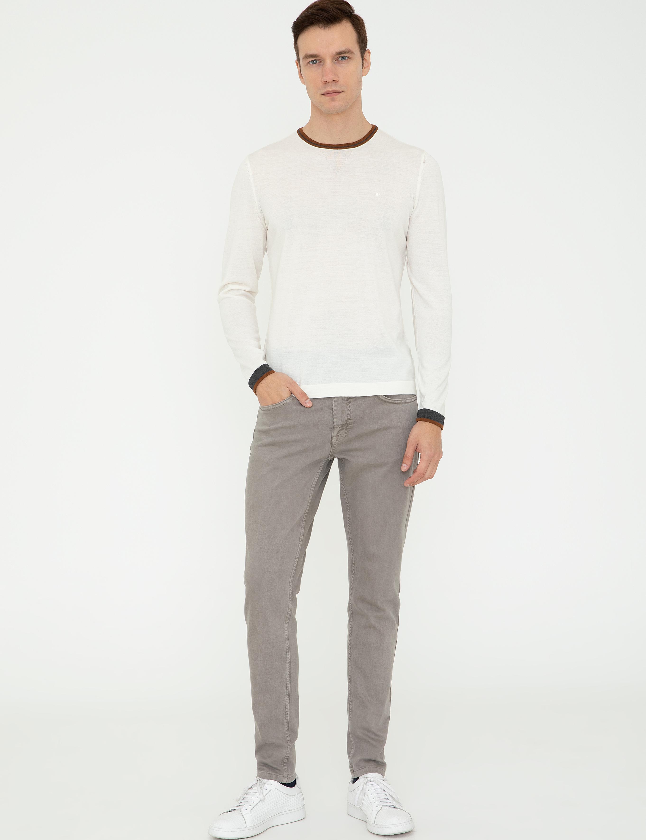 Ekru Regular Fit Bisiklet Yaka Triko Kazak - 50241730008