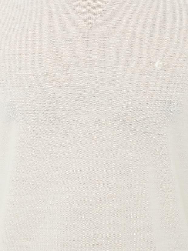 Ekru Regular Fit Bisiklet Yaka Triko Kazak