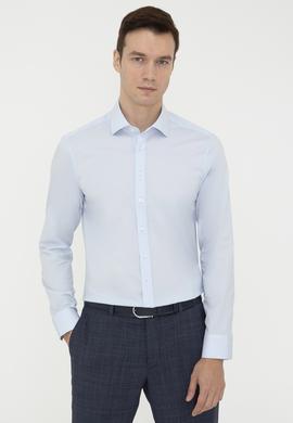 Açık Mavi Slim Fit Uzun Kollu Basic Gömlek