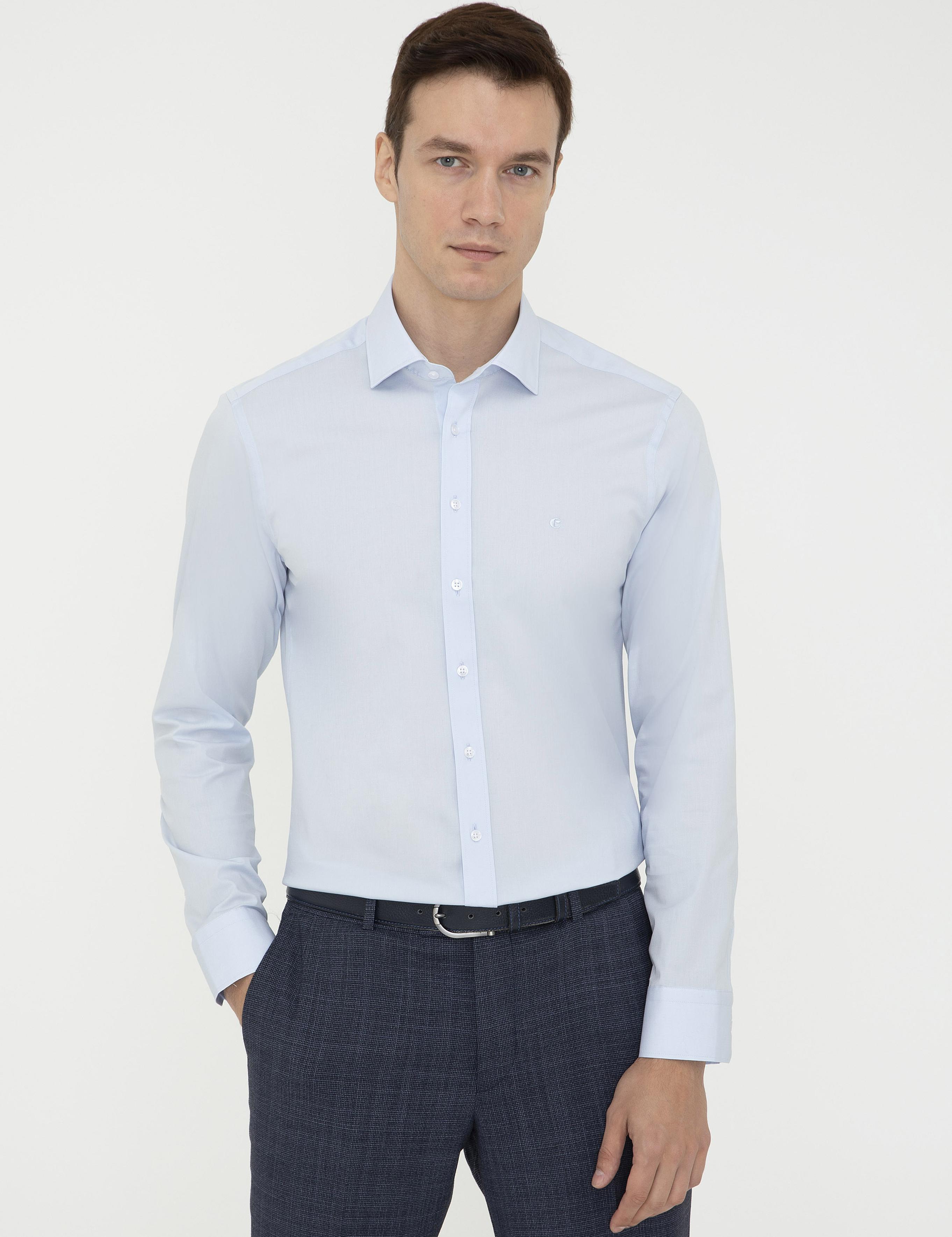 Açık Mavi Slim Fit Uzun Kollu Basic Gömlek - 50242782024