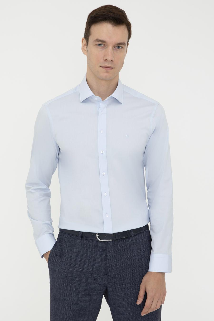 Açık Mavi Slim Fit Uzun Kollu Basic Gömlek - 50242782024