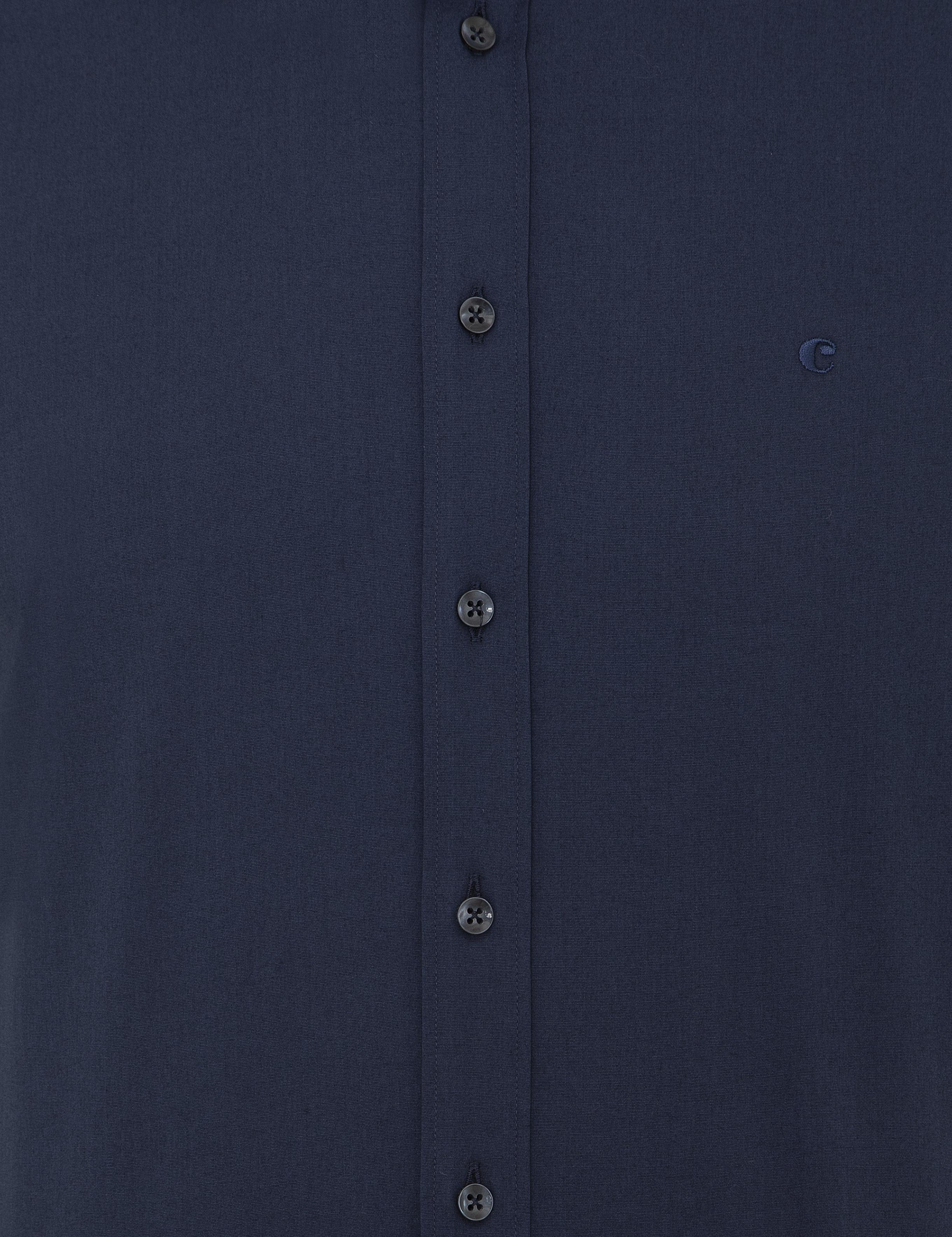 Lacivert Slim Fit Uzun Kollu Basic Gömlek - 50242782041