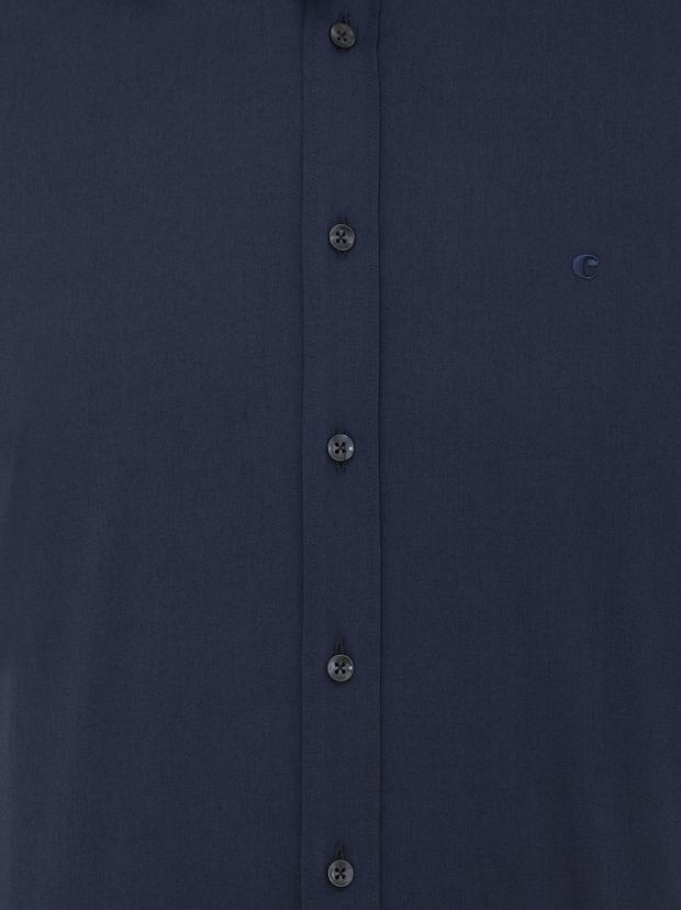 Lacivert Slim Fit Uzun Kollu Basic Gömlek