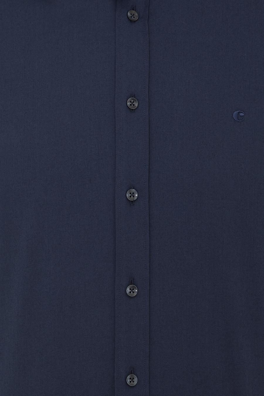 Lacivert Slim Fit Uzun Kollu Basic Gömlek - 50242782041