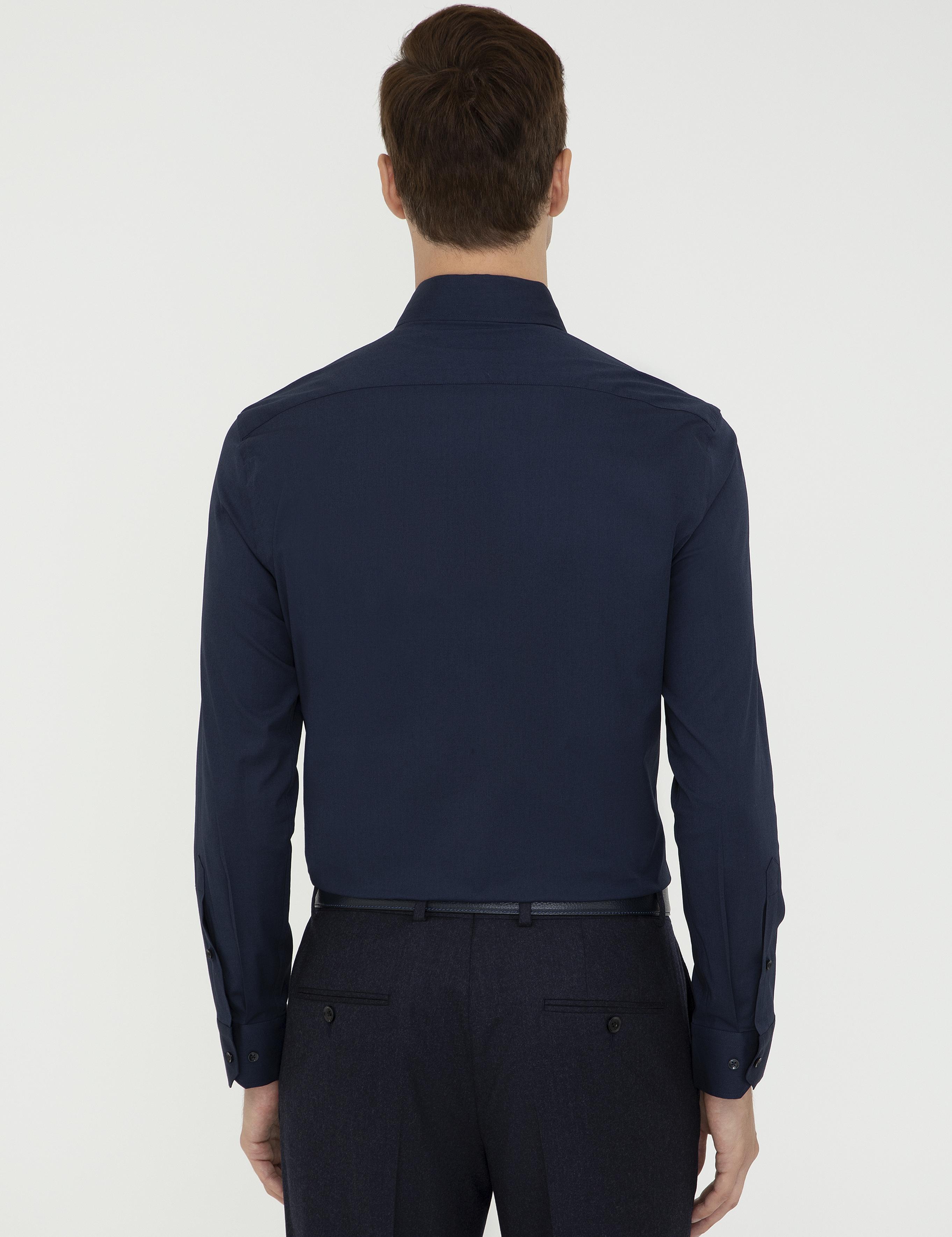 Lacivert Slim Fit Uzun Kollu Basic Gömlek - 50242782041