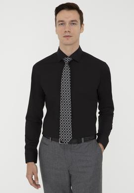 Siyah Slim Fit Uzun Kollu Basic Gömlek