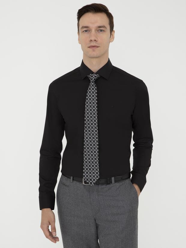 Siyah Slim Fit Basic Gömlek