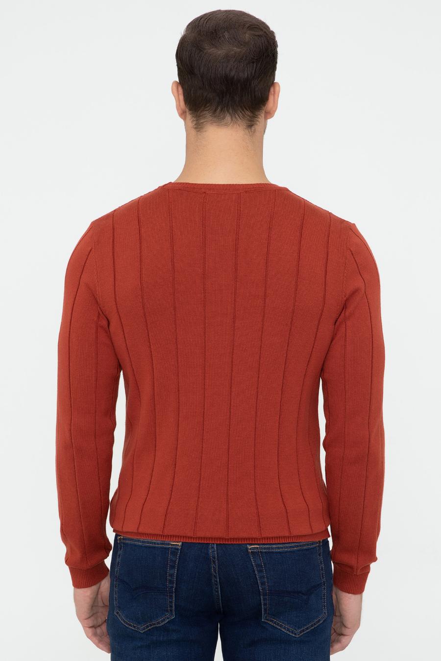 Kiremit Slim Fit Bisiklet Yaka Triko Kazak - 50240208036