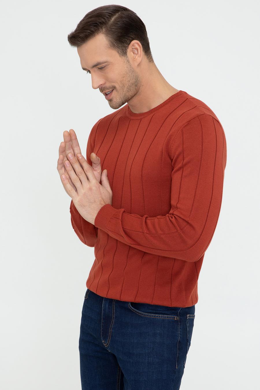 Kiremit Slim Fit Bisiklet Yaka Triko Kazak - 50240208036