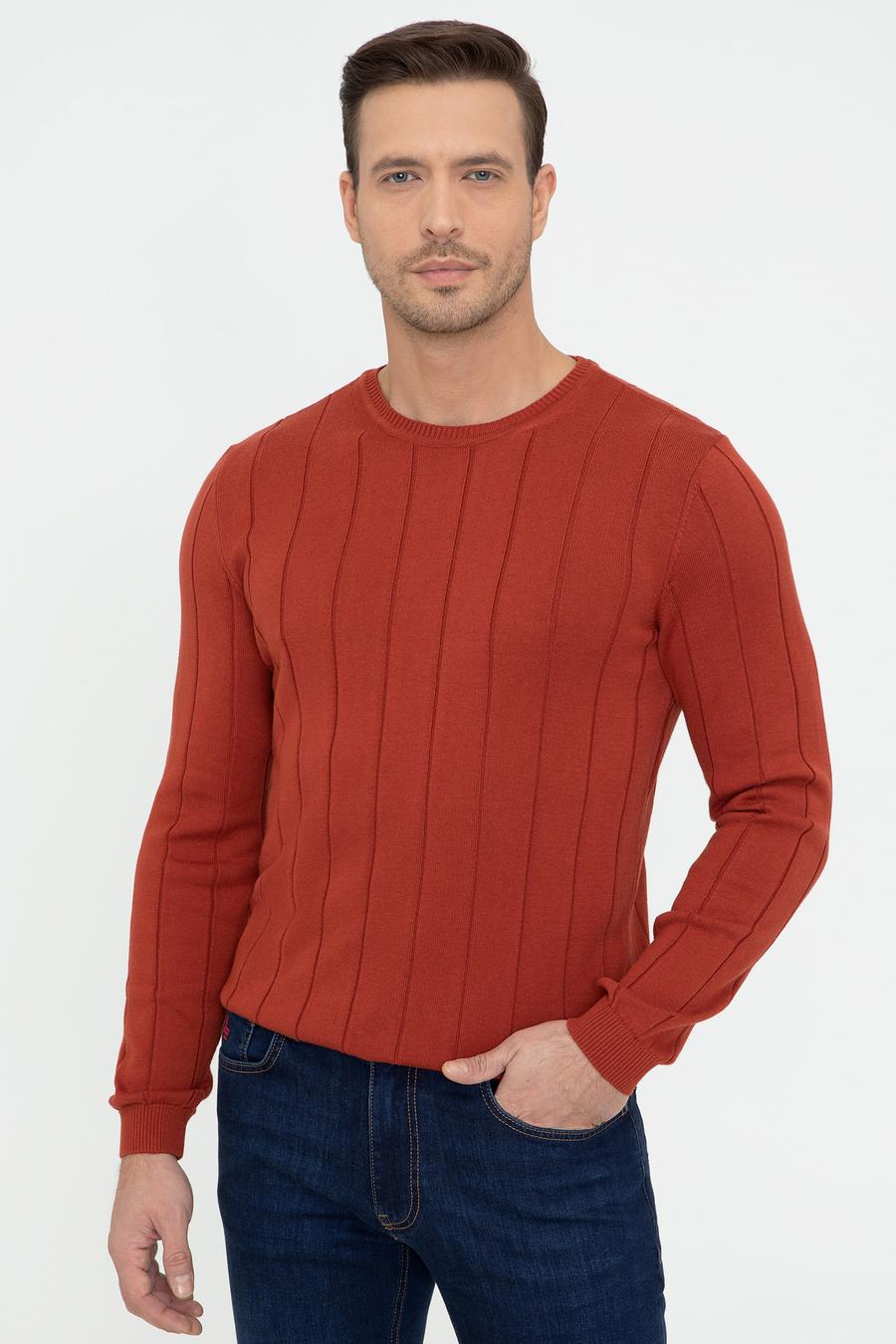 Kiremit Slim Fit Bisiklet Yaka Triko Kazak - 50240208036