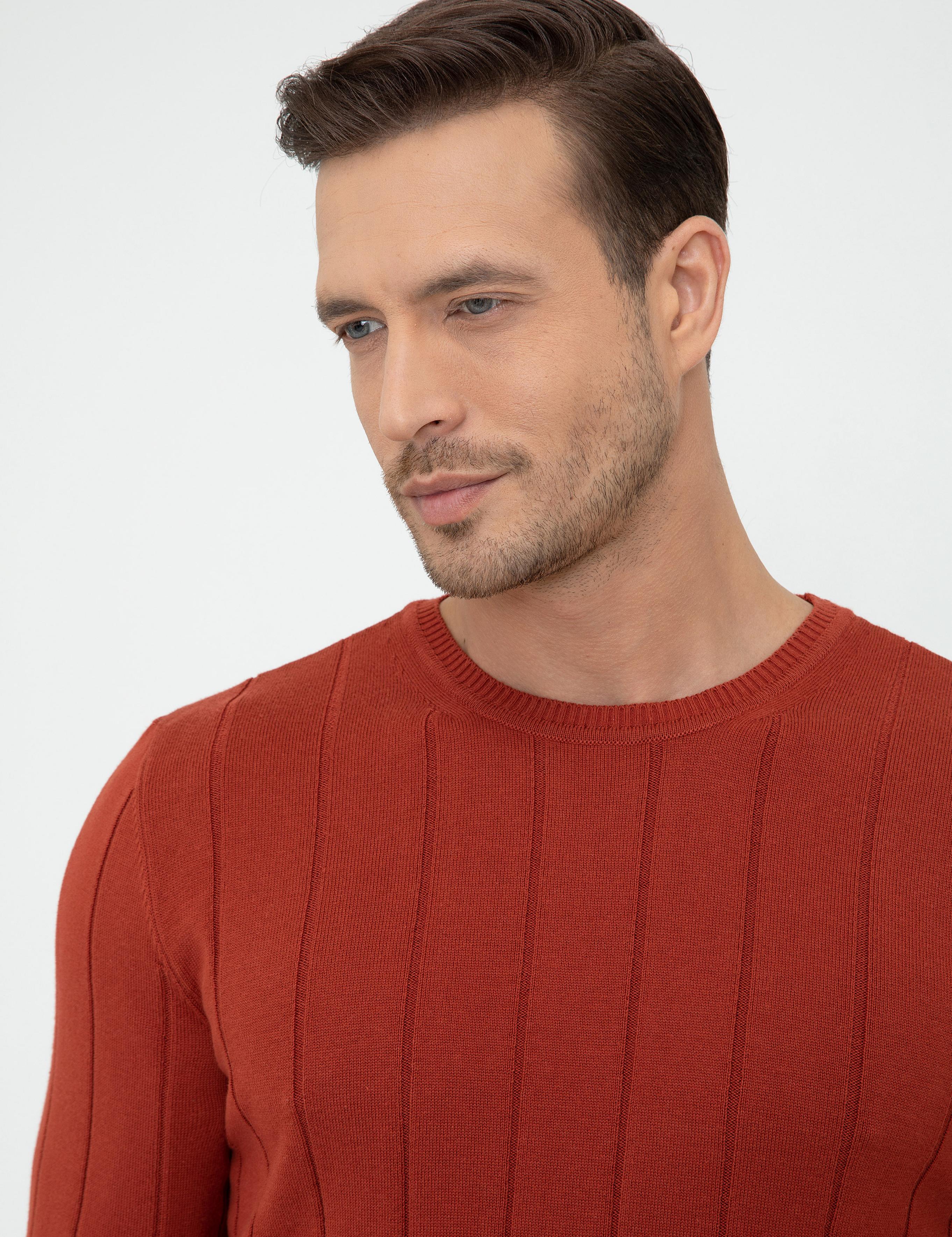 Kiremit Slim Fit Bisiklet Yaka Triko Kazak - 50240208036
