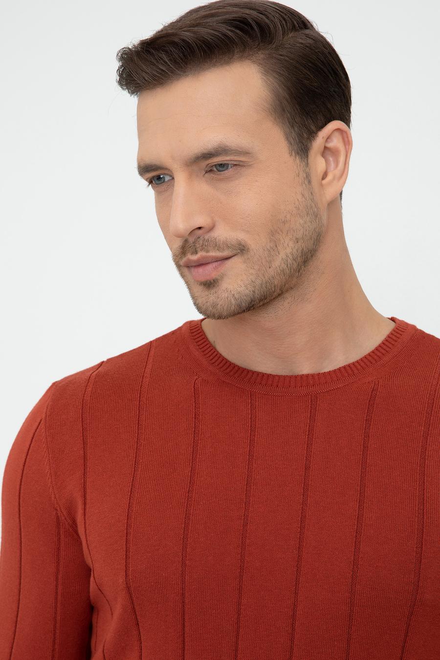 Kiremit Slim Fit Bisiklet Yaka Triko Kazak - 50240208036