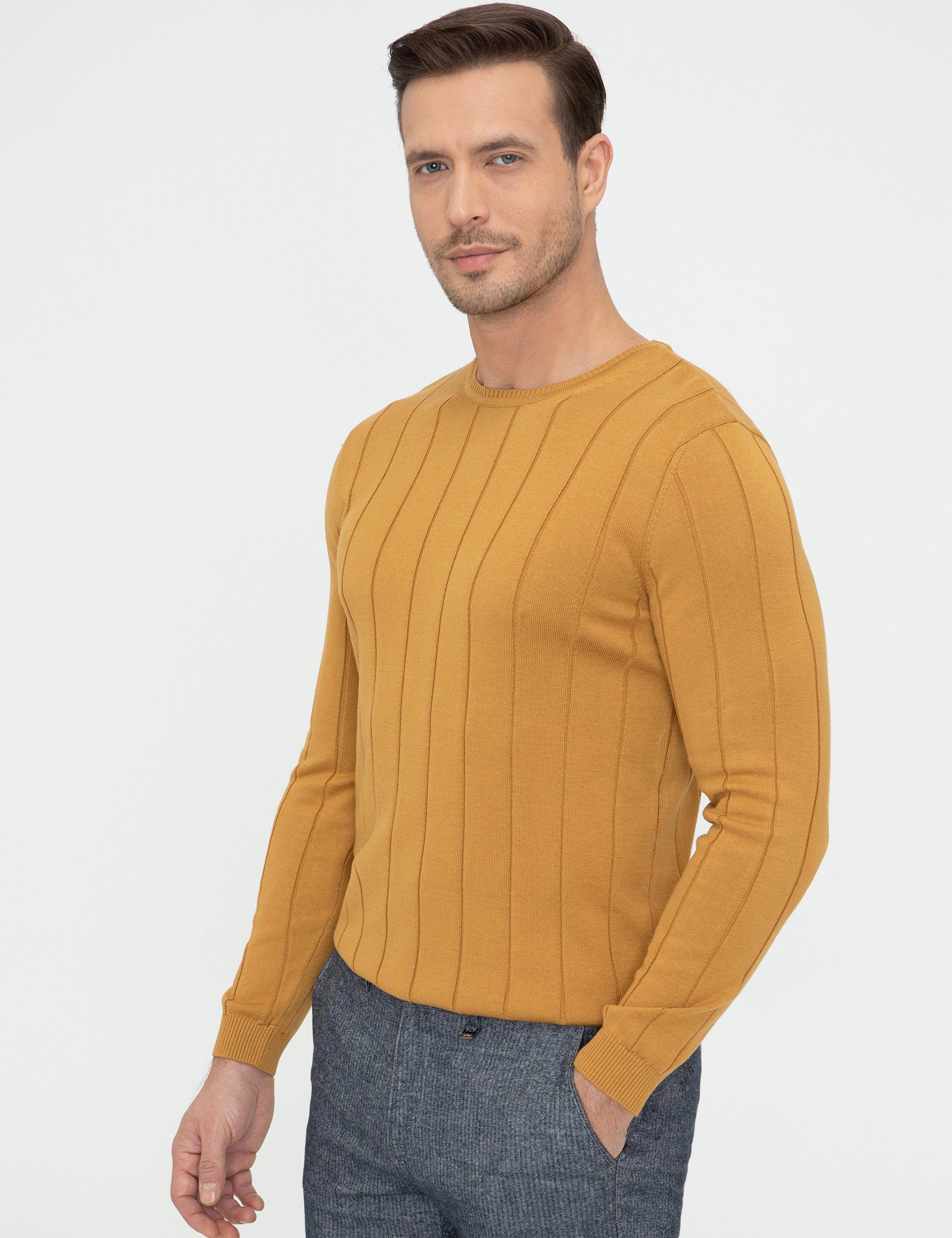 Hardal Slim Fit Bisiklet Yaka Triko Kazak - 50240208073