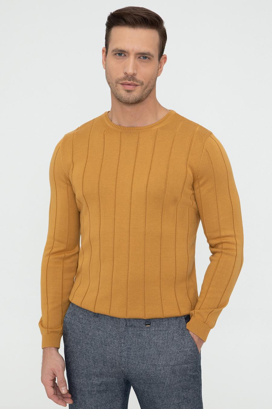 Hardal Slim Fit Bisiklet Yaka Triko Kazak - 50240208073