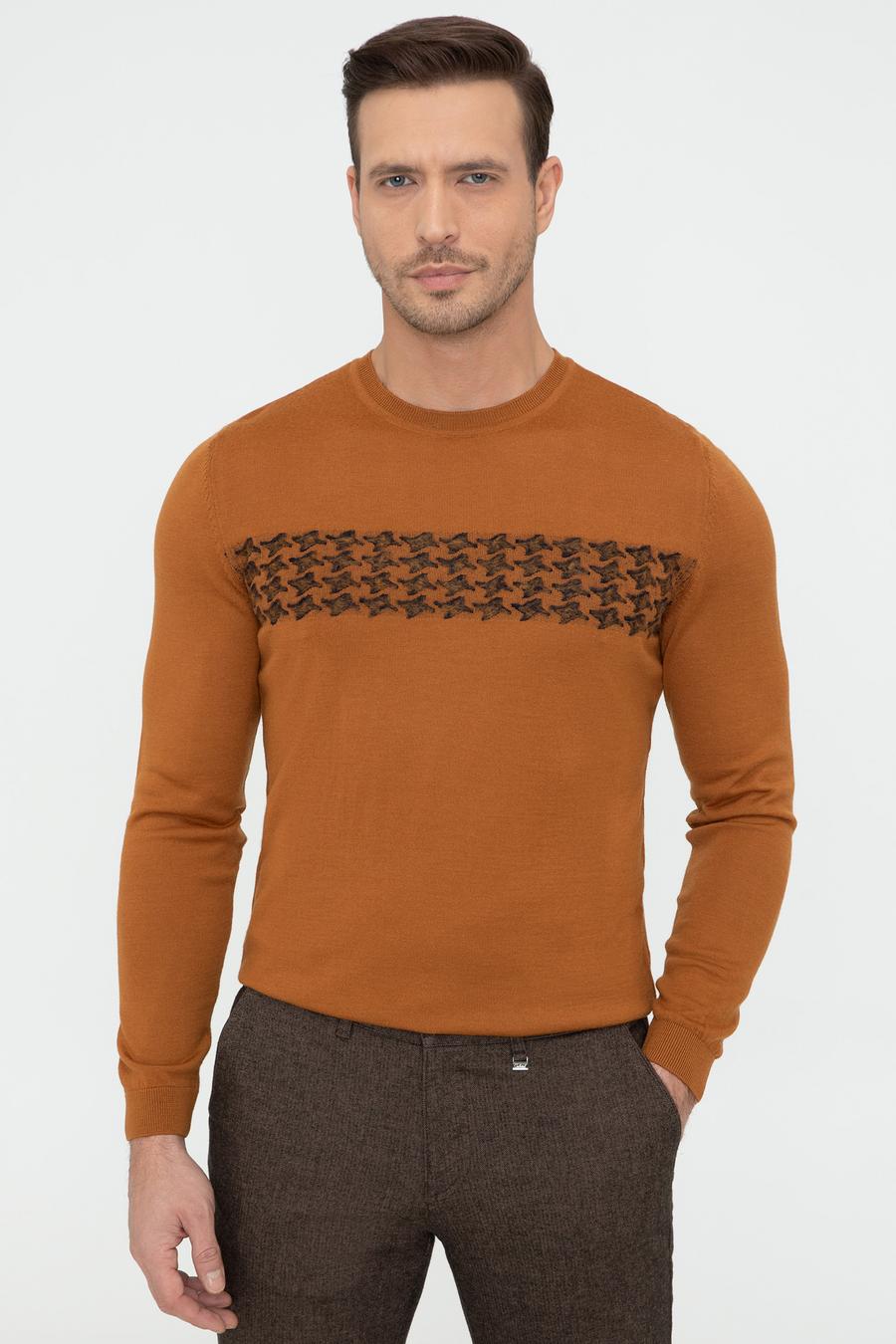 Taba Slim Fit Bisiklet Yaka Triko Kazak - 50241722033