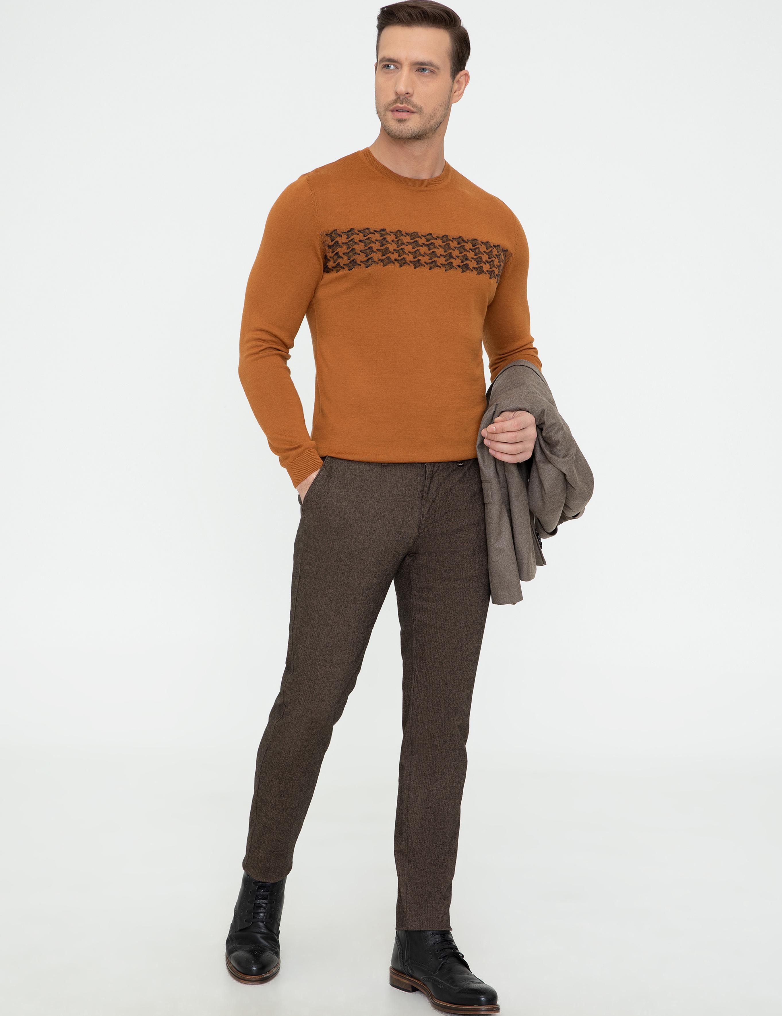 Taba Slim Fit Bisiklet Yaka Triko Kazak - 50241722033