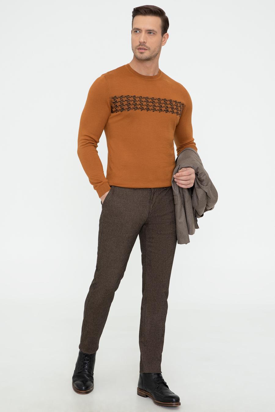 Taba Slim Fit Bisiklet Yaka Triko Kazak - 50241722033