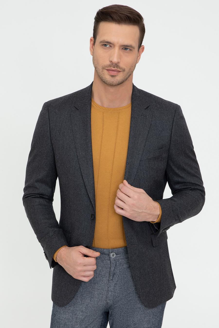 Antrasit Slim Fit Yün Ceket - 50242804011