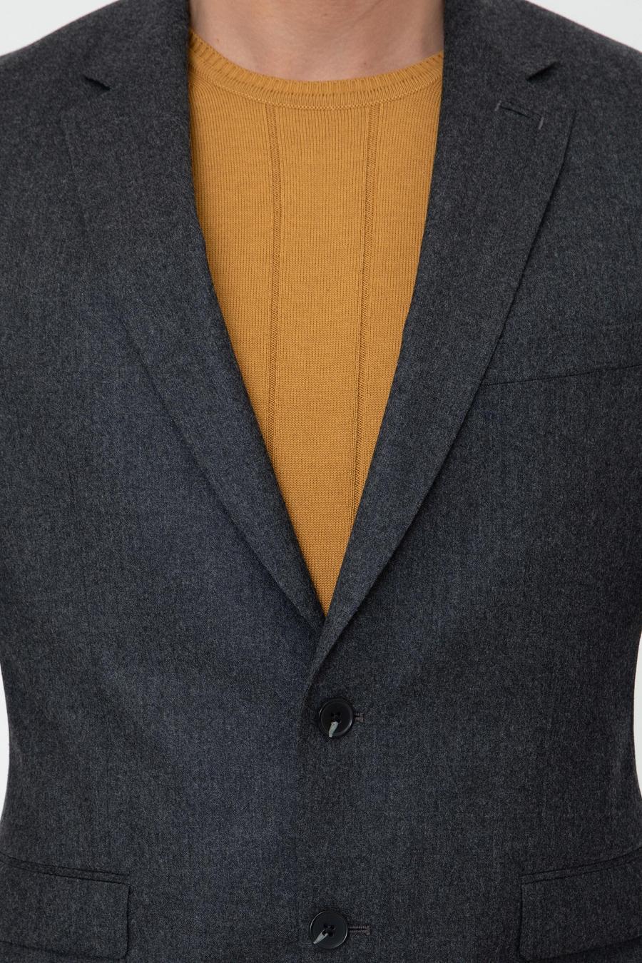 Antrasit Slim Fit Yün Ceket - 50242804011
