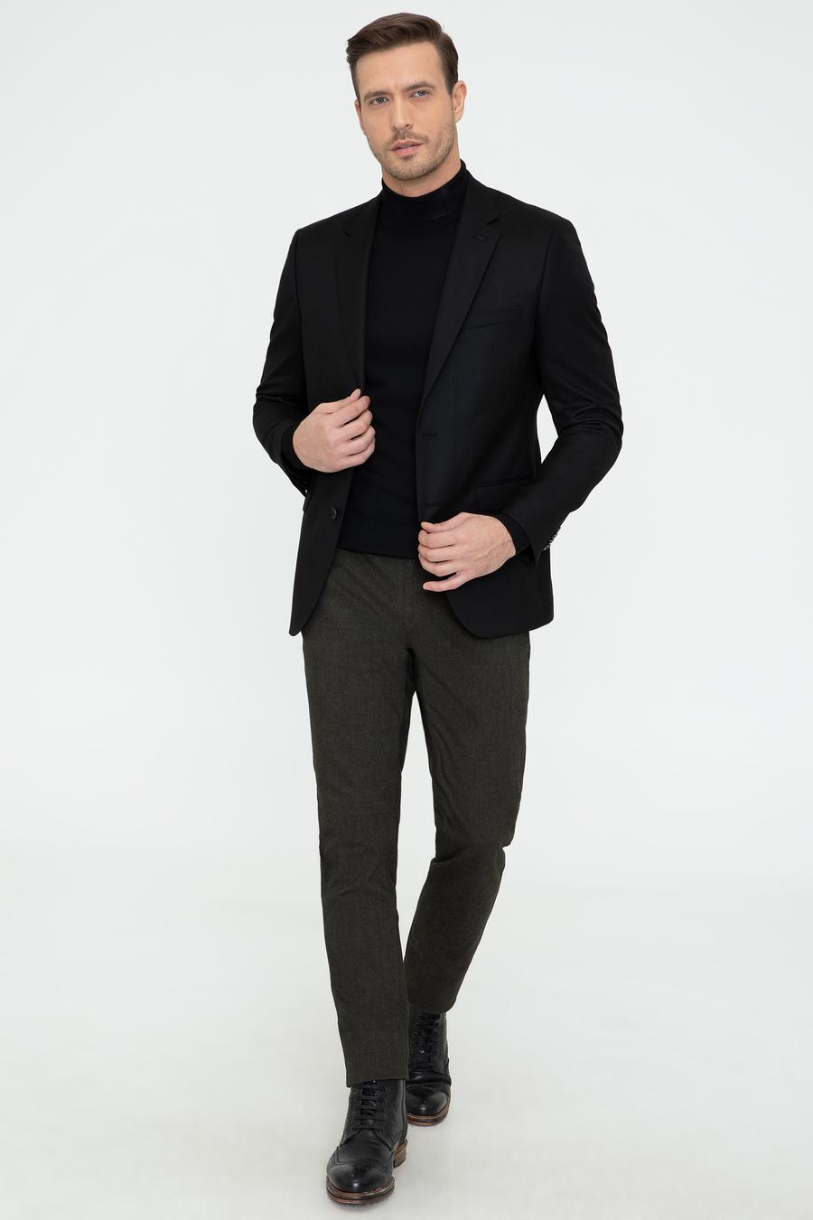 Siyah Slim Fit Yün Ceket - 50242804077