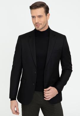 Siyah Slim Fit Yün Ceket