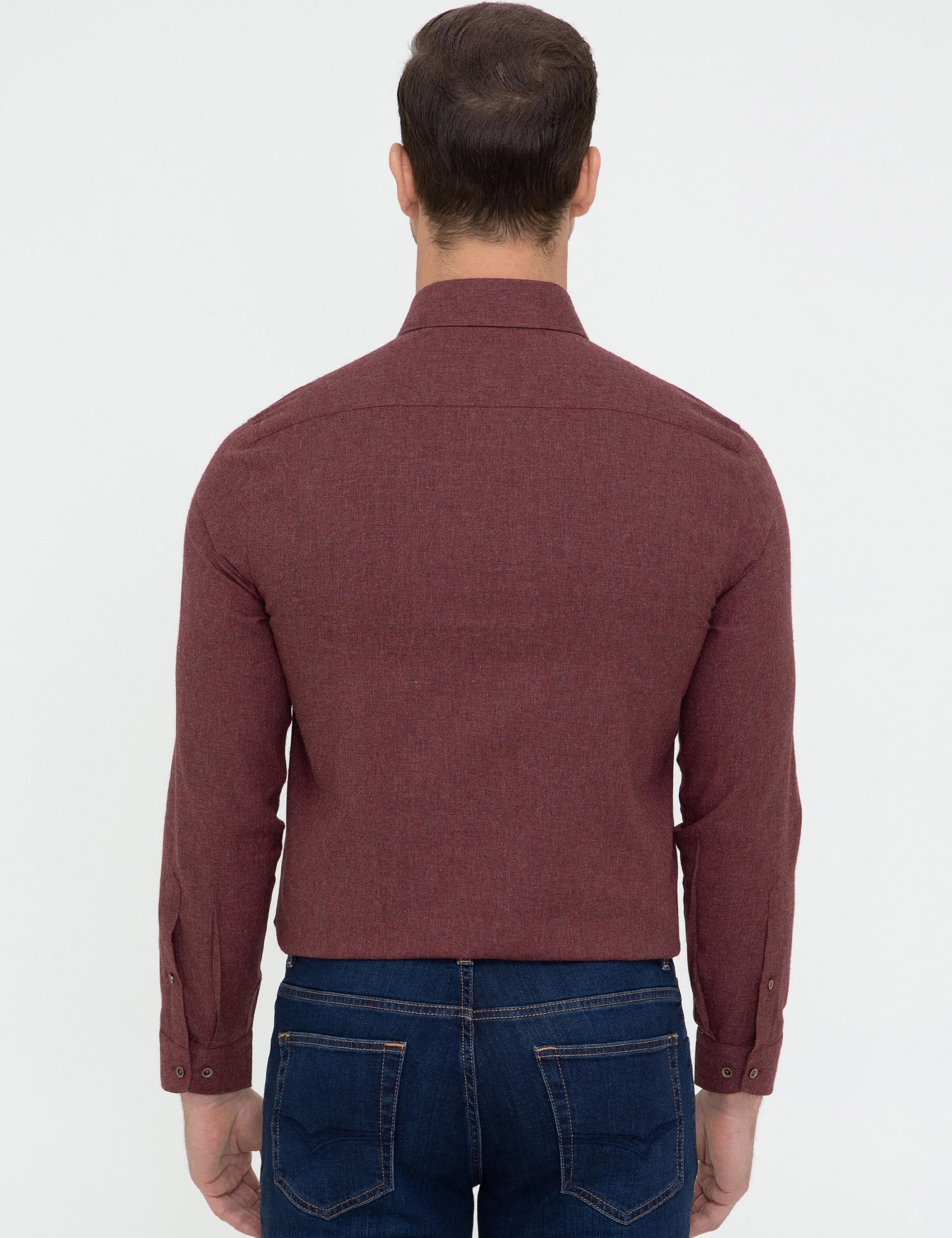 Bordo Slim Fit Uzun Kollu Gömlek - 50242869225