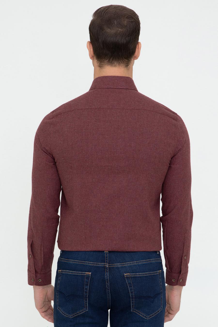 Bordo Slim Fit Uzun Kollu Gömlek - 50242869225