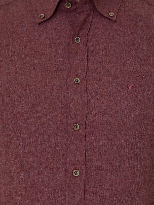 Bordo Slim Fit Uzun Kollu Gömlek