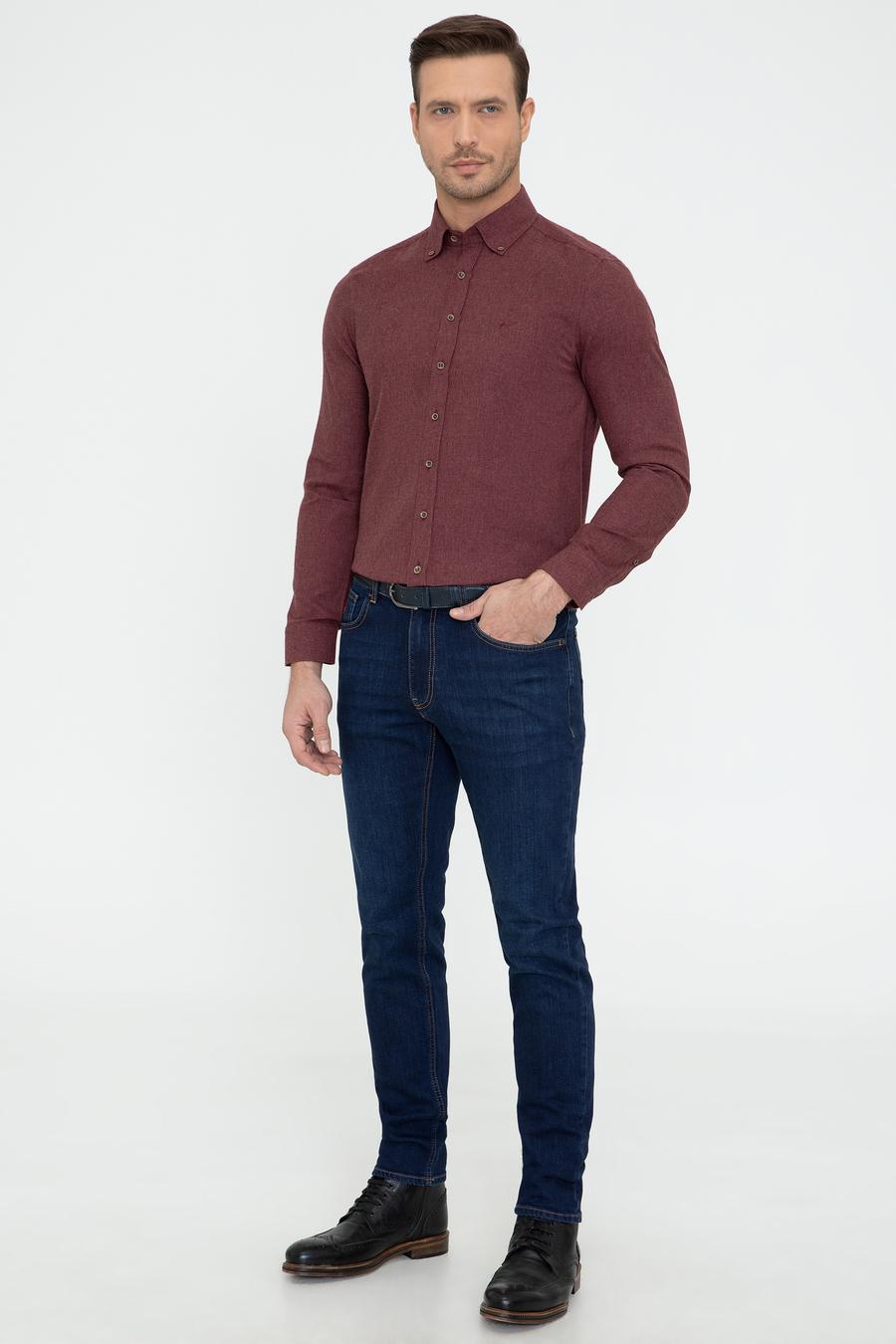 Bordo Slim Fit Uzun Kollu Gömlek - 50242869225