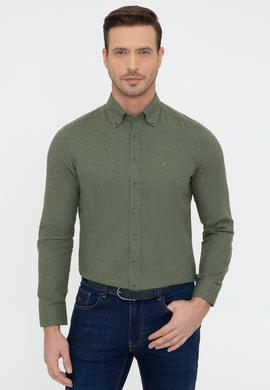 Koyu Yeşil Slim Fit Uzun Kollu Gömlek