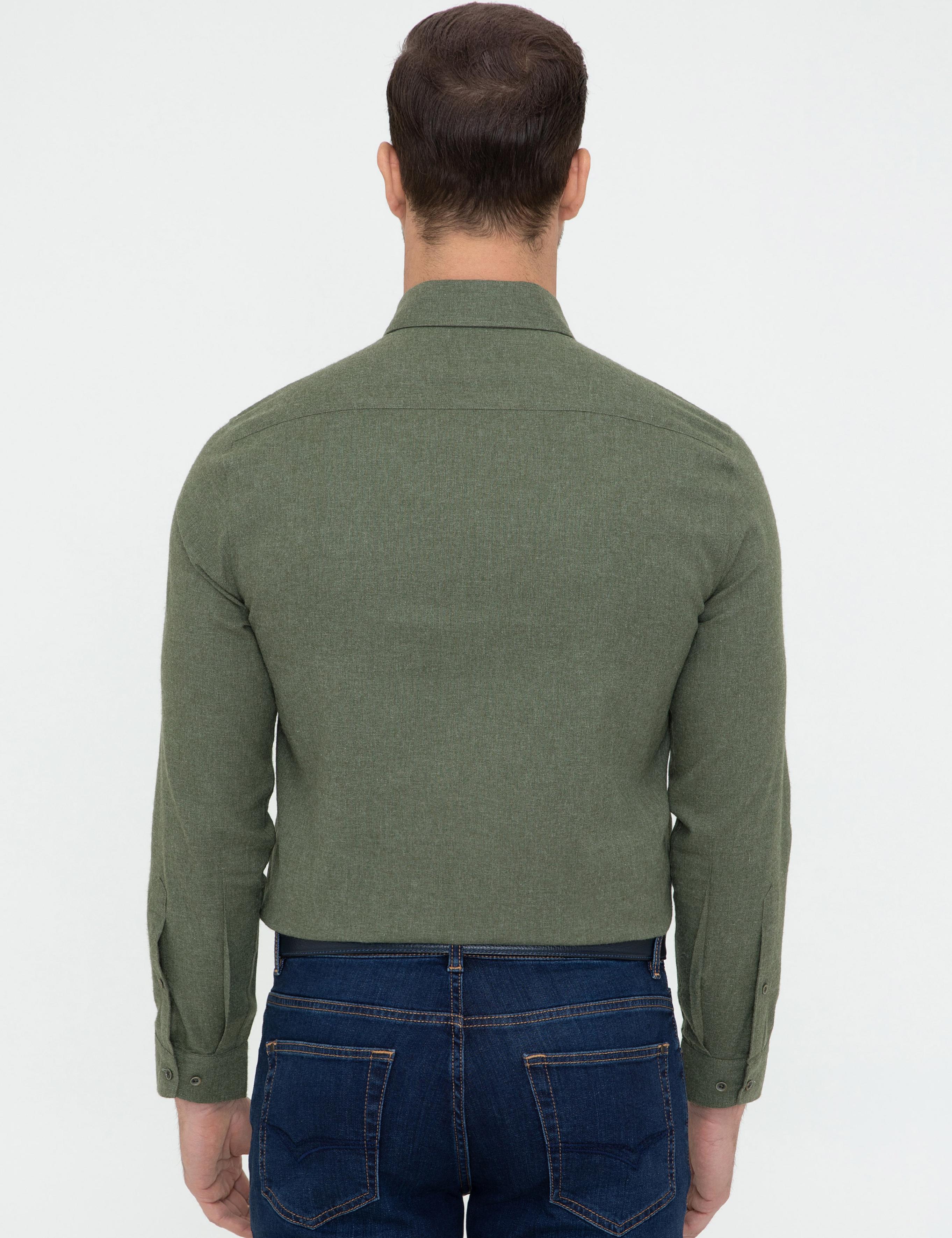 Koyu Yeşil Slim Fit Uzun Kollu Gömlek - 50242869293