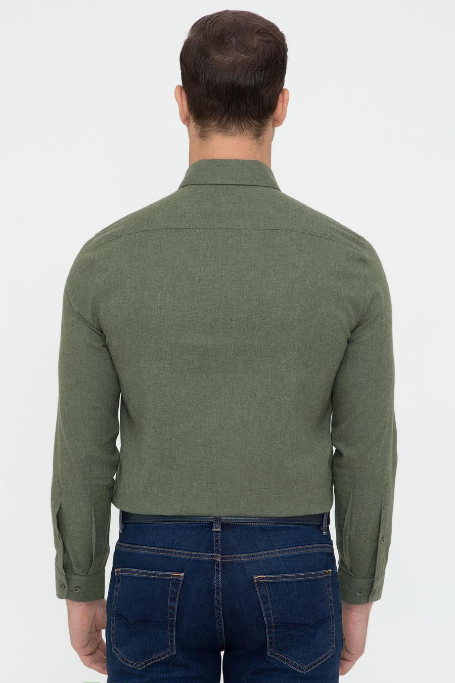 Koyu Yeşil Slim Fit Uzun Kollu Gömlek - 50242869293