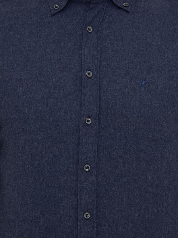 Lacivert Slim Fit Uzun Kollu Gömlek