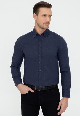 Lacivert Slim Fit Uzun Kollu Gömlek