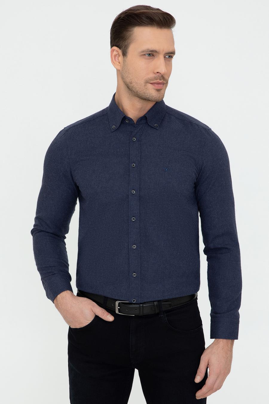 Lacivert Slim Fit Uzun Kollu Gömlek - 50242869268