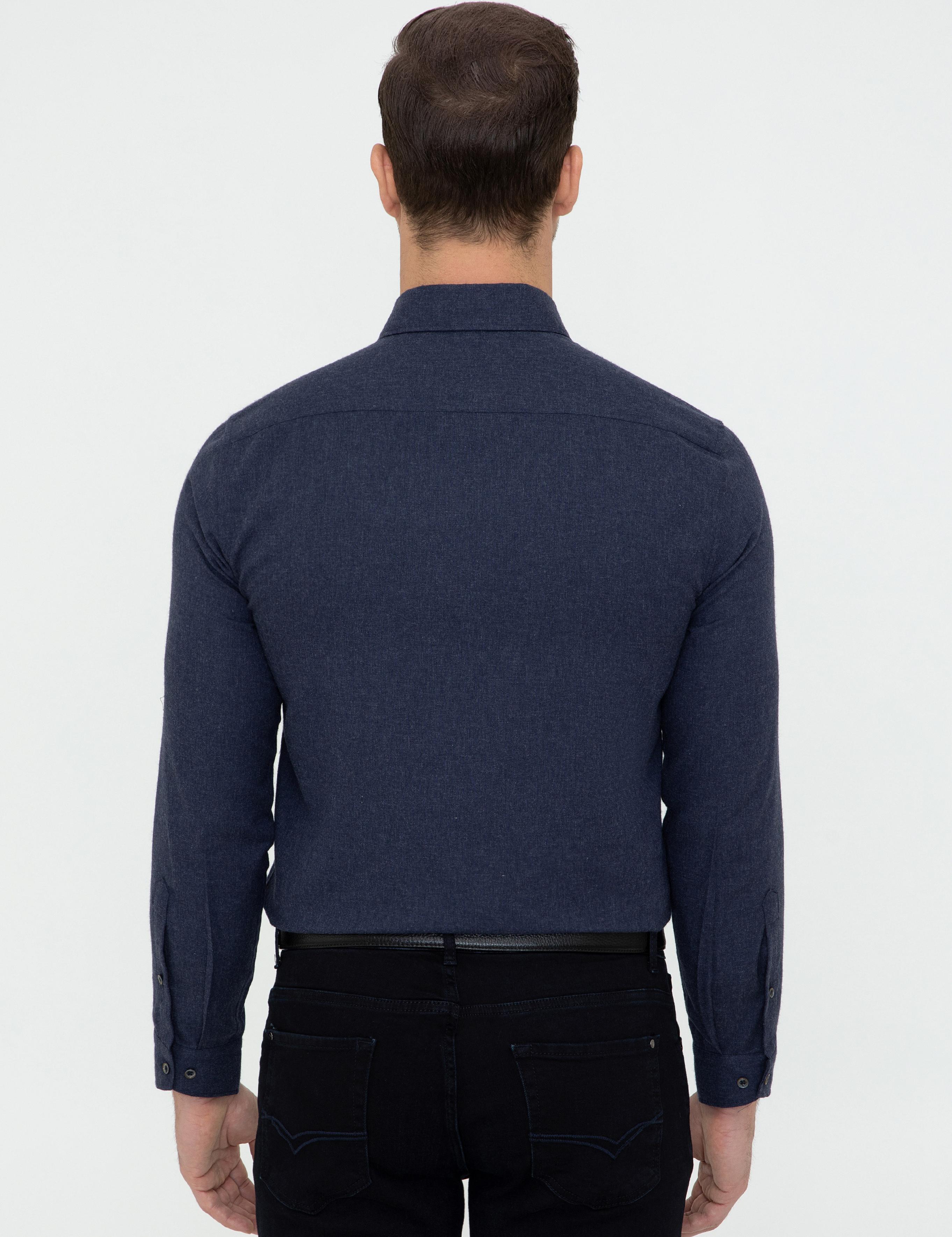 Lacivert Slim Fit Uzun Kollu Gömlek - 50242869268