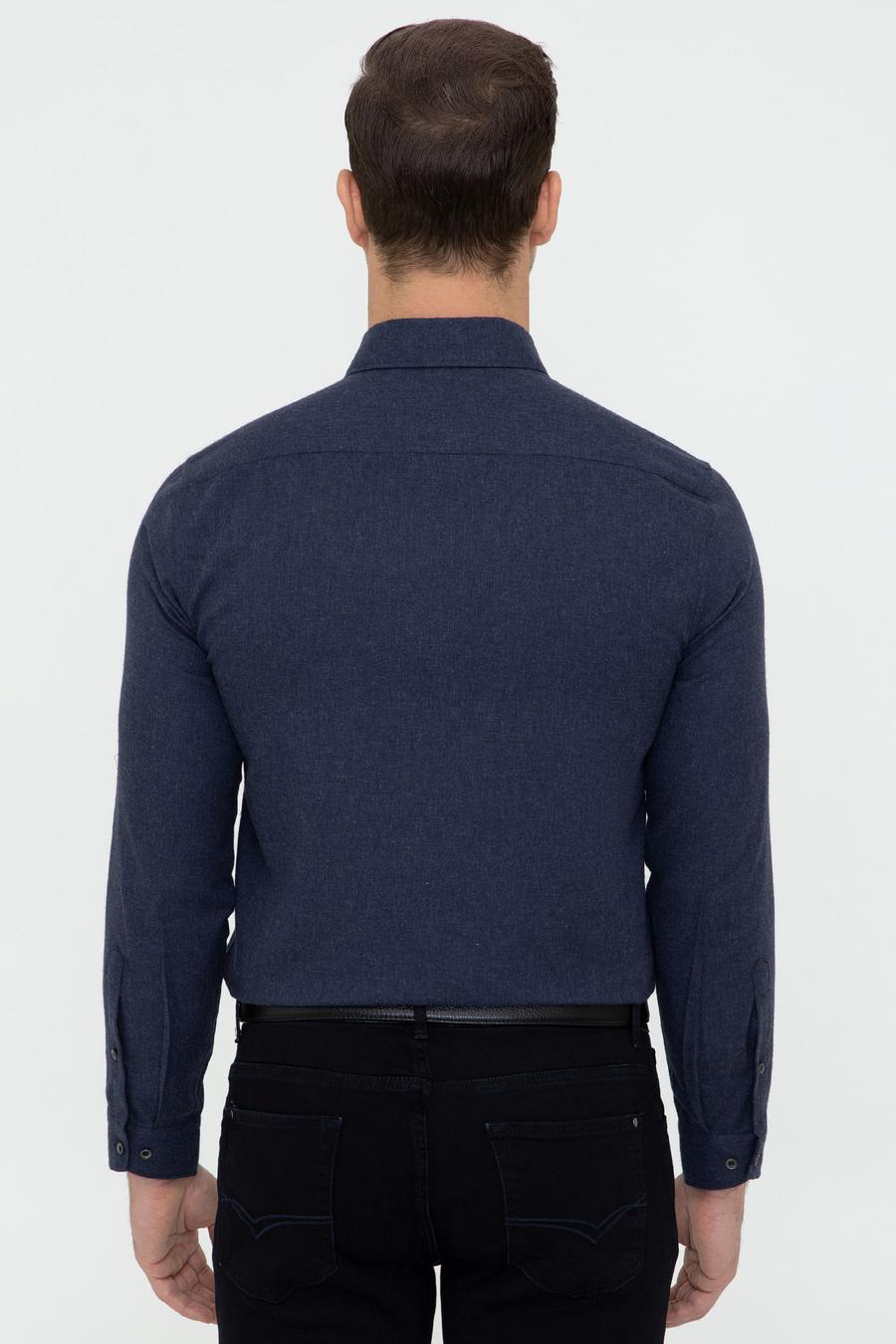 Lacivert Slim Fit Uzun Kollu Gömlek - 50242869268