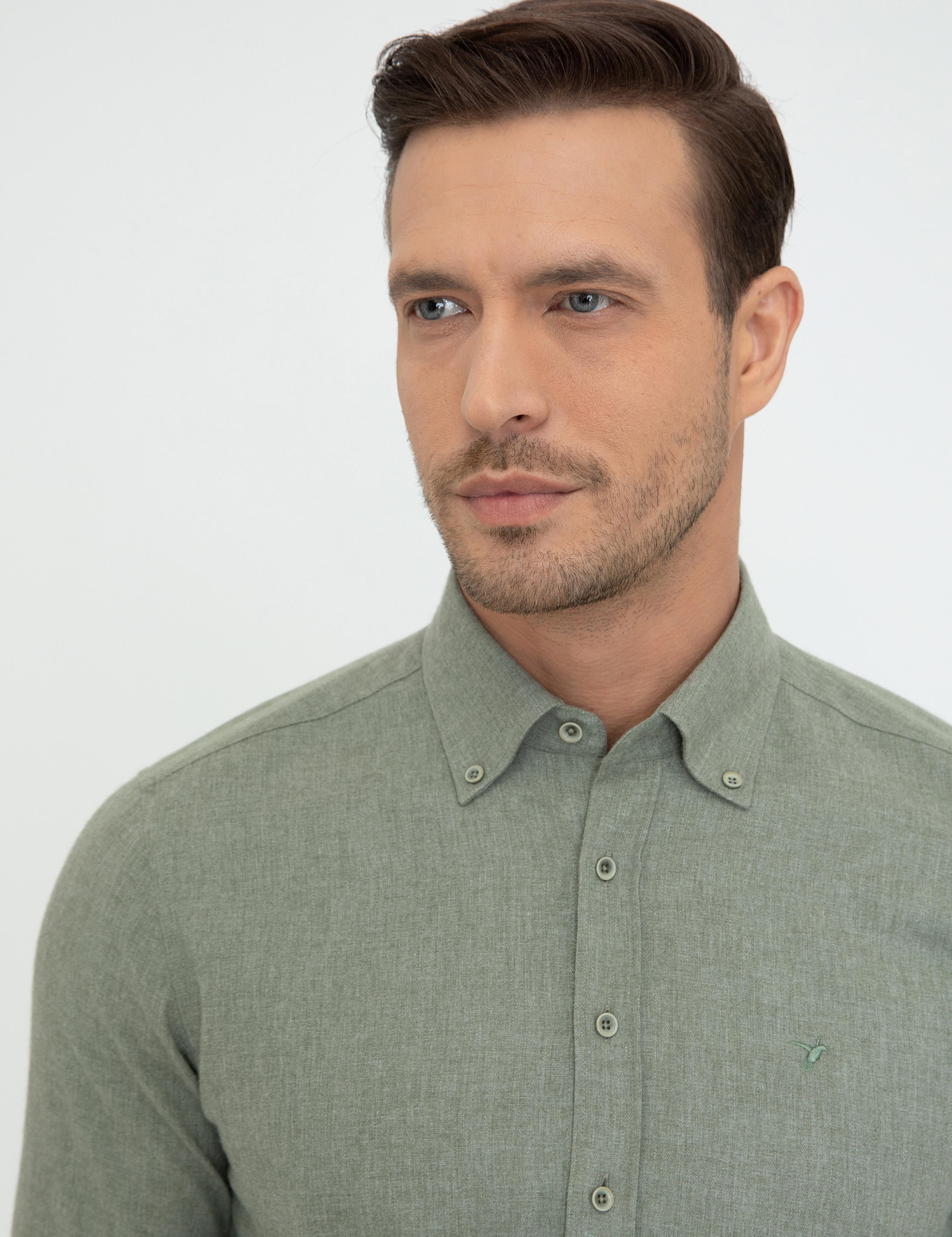 Açık Yeşil Slim Fit Uzun Kollu Gömlek - 50242869323
