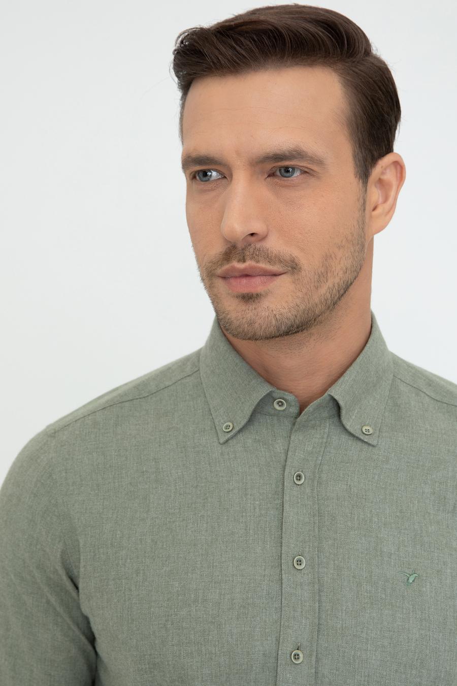 Açık Yeşil Slim Fit Uzun Kollu Gömlek - 50242869323