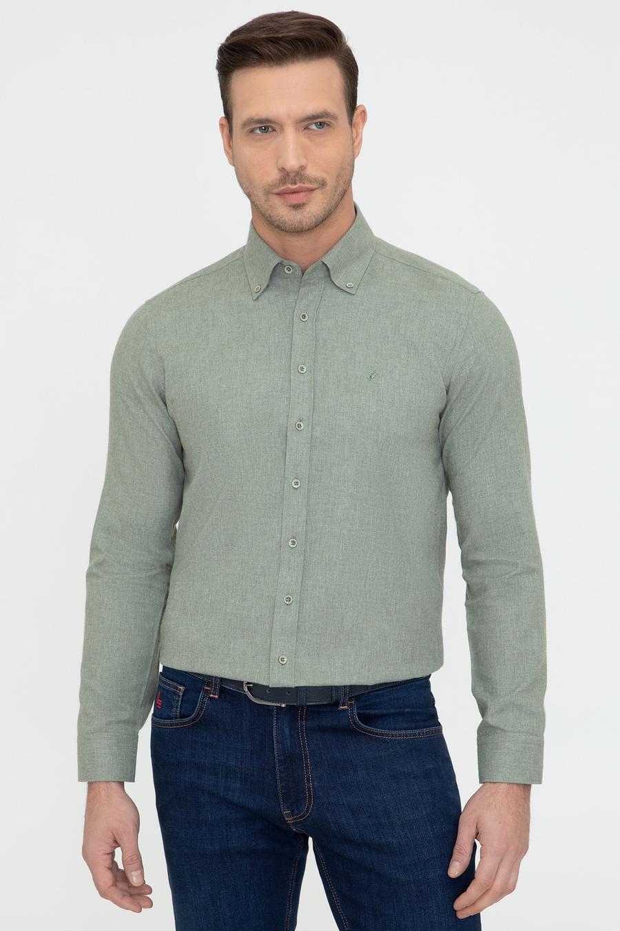 Açık Yeşil Slim Fit Uzun Kollu Gömlek - 50242869323