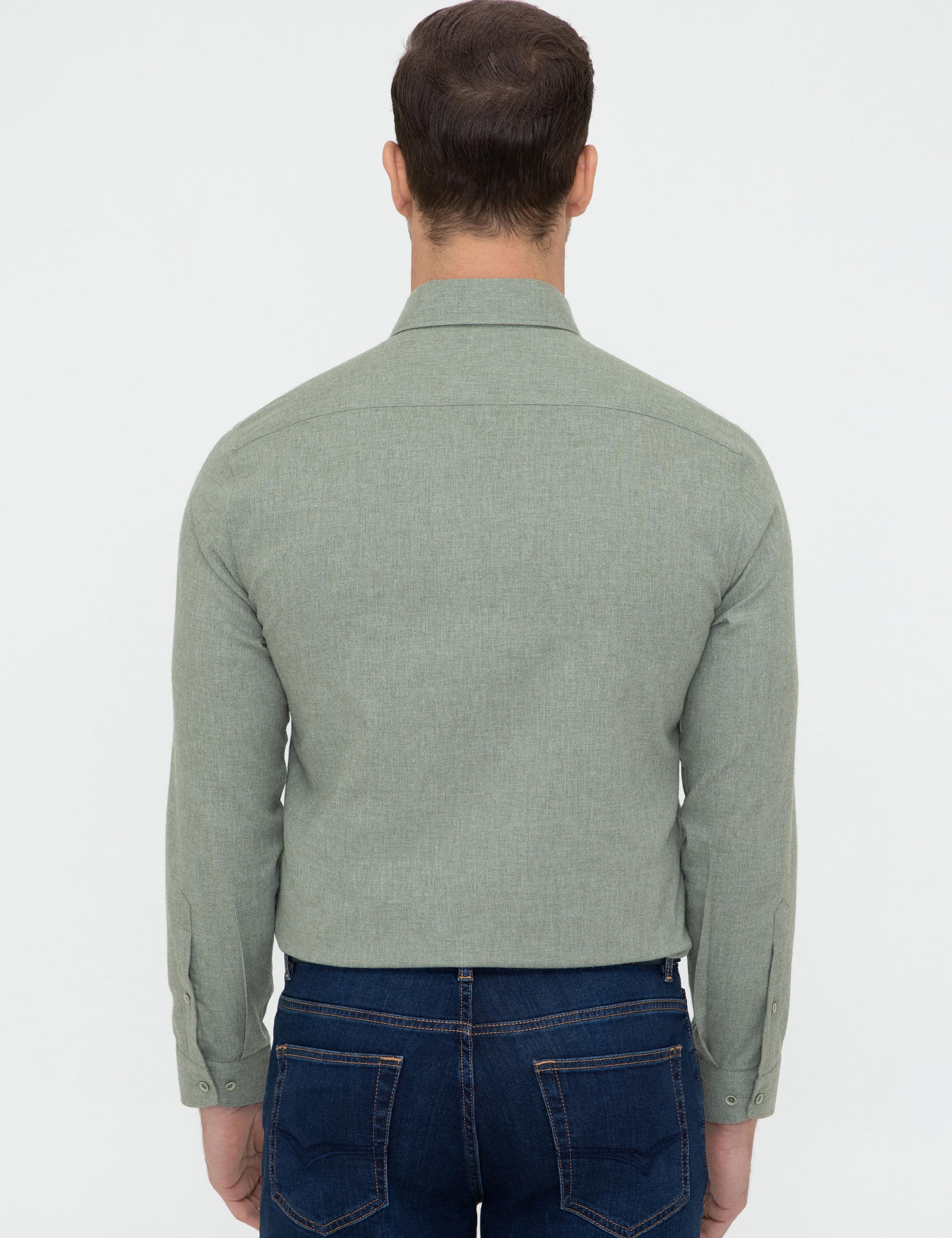 Açık Yeşil Slim Fit Uzun Kollu Gömlek - 50242869323