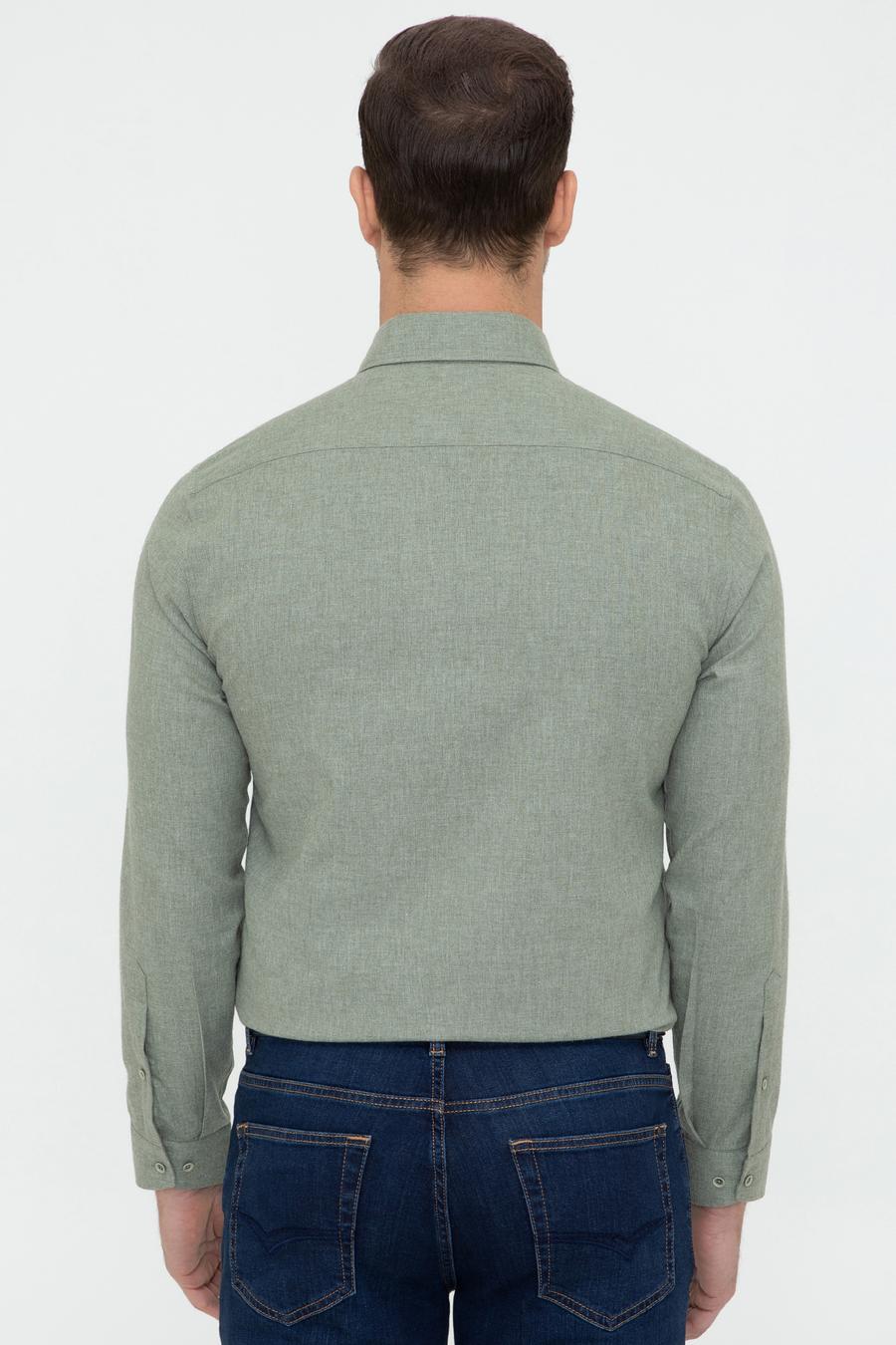 Açık Yeşil Slim Fit Uzun Kollu Gömlek - 50242869323