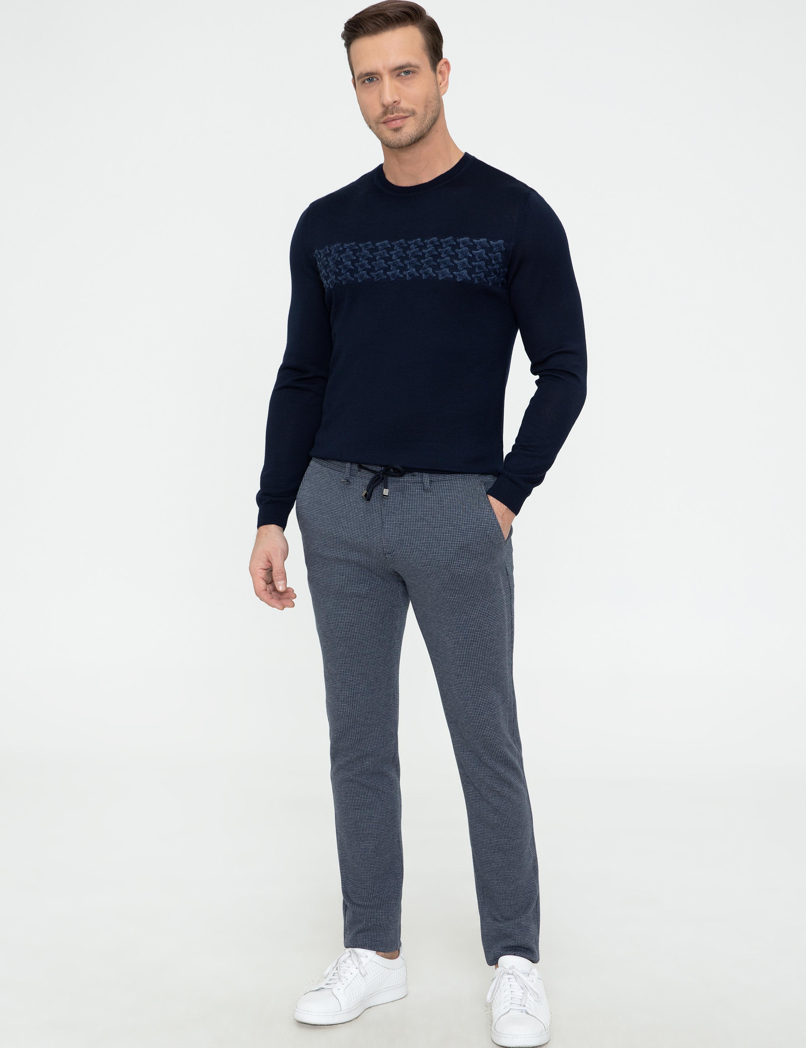 Lacivert Slim Fit Bisiklet Yaka Triko Kazak - 50241722021