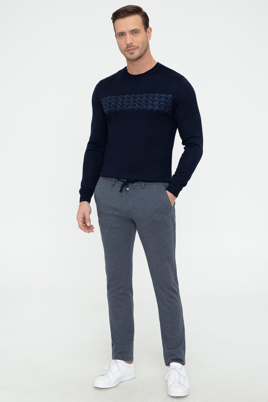 Lacivert Slim Fit Bisiklet Yaka Triko Kazak - 50241722021