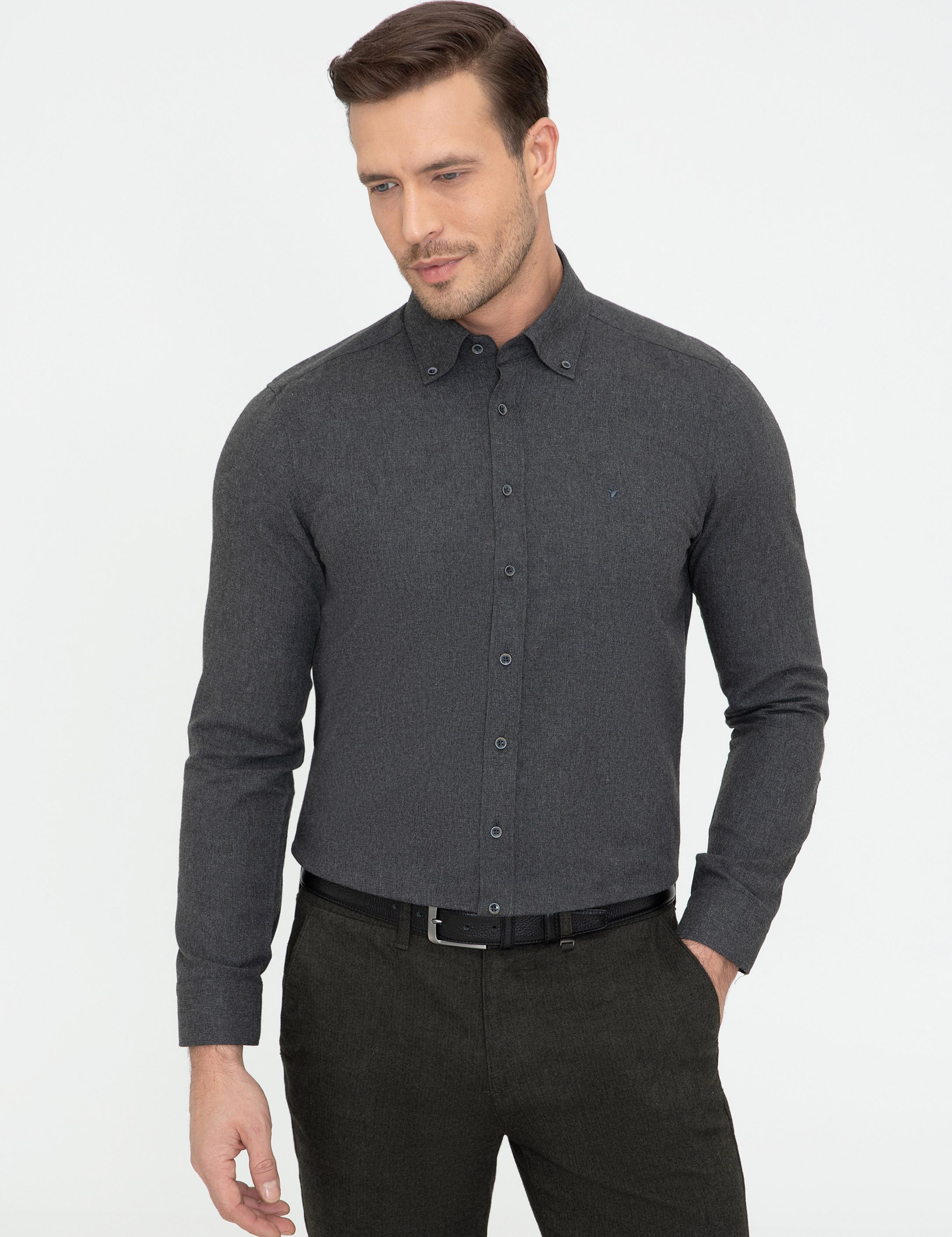 Siyah Slim Fit Uzun Kollu Gömlek - 50242869280